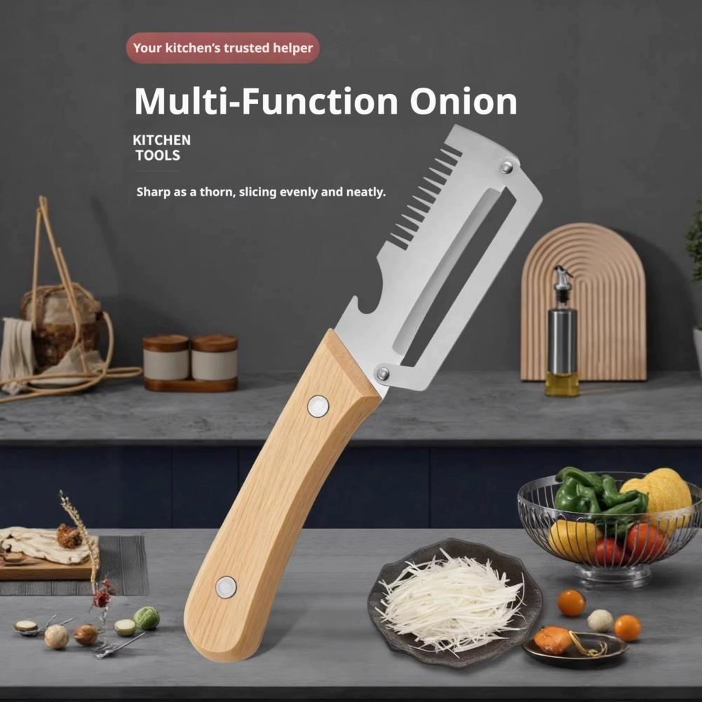 Kitchen Gadgets Peeler - Ahşap Saplı Çok Fonksiyonlu Paslanmaz Çelik