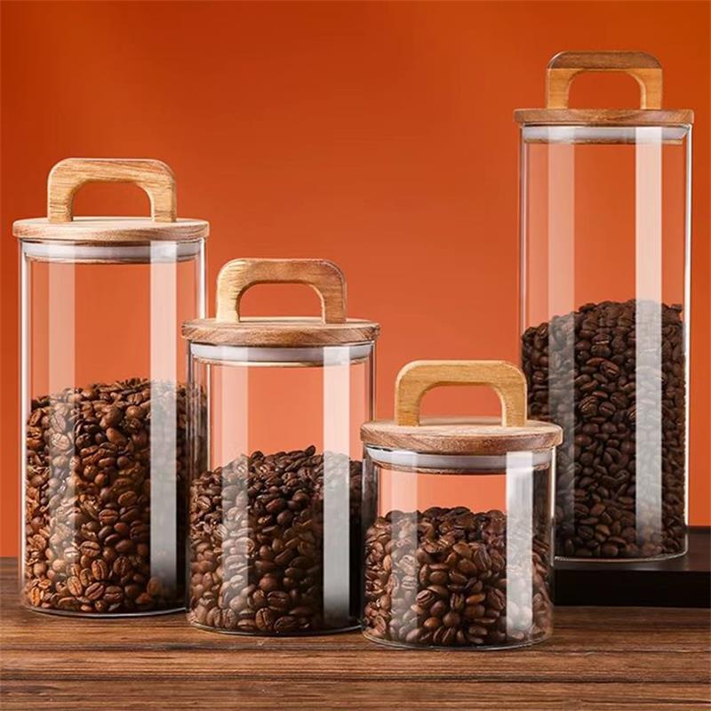 Korean Kitchen Gadgets - Bambu kapaklı şeffaf cam kavanoz mühürlü